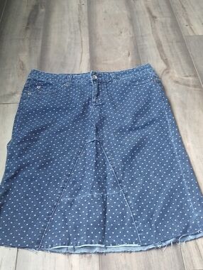 Merona Blue Polka Dot A-Line Denim Skirt